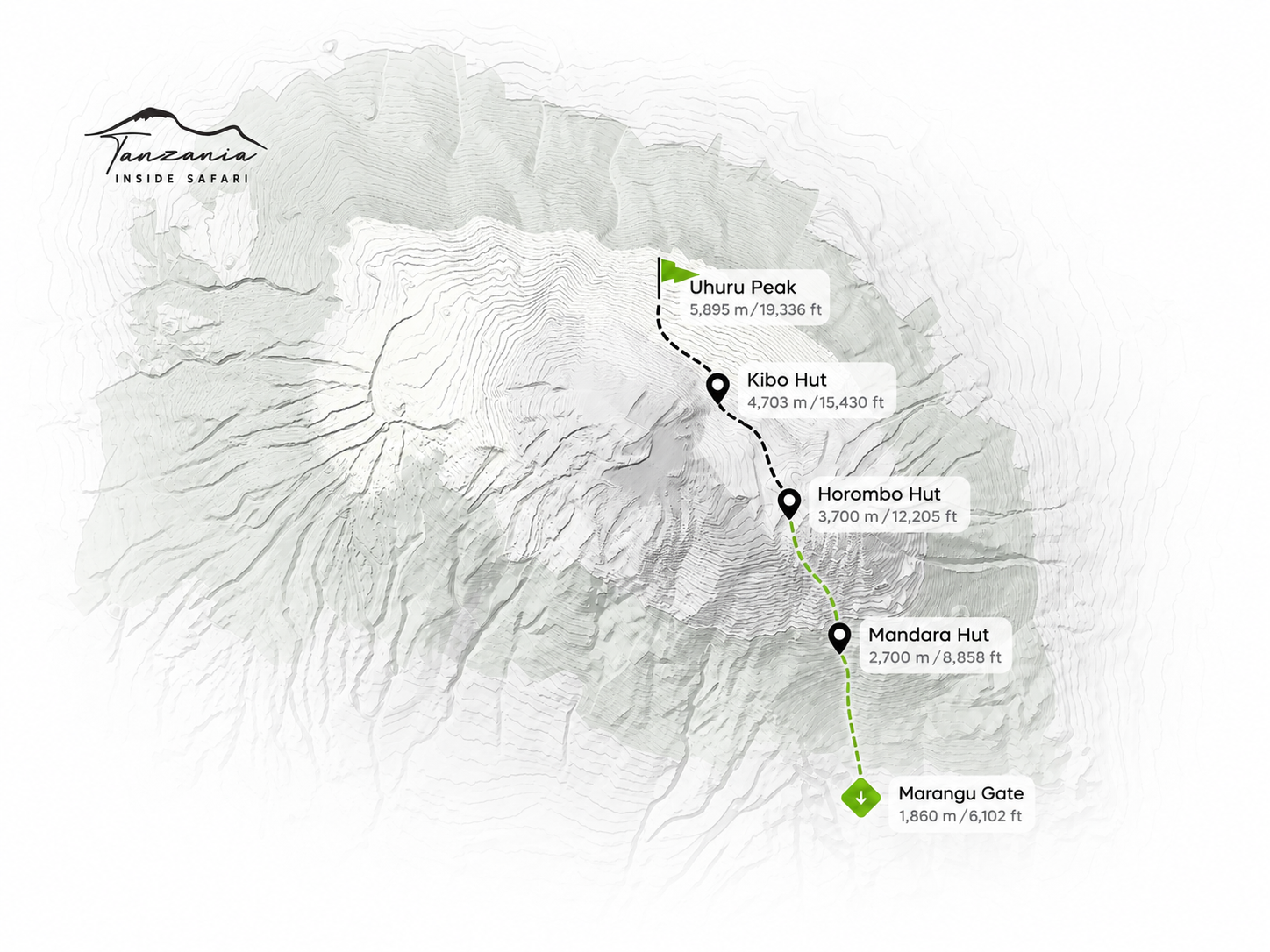 Marangu Route Map Mount Kilimanjaro