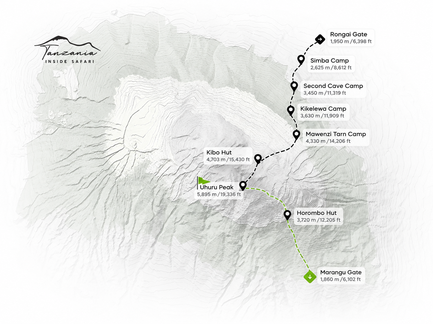 Rongai Route Map Mount Kilimanjaro